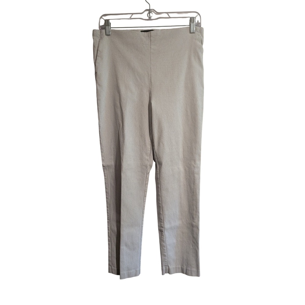 Massimo Fabbro Trousers Women 10 Beige Micro Check Grid Slim Leg Italian Style